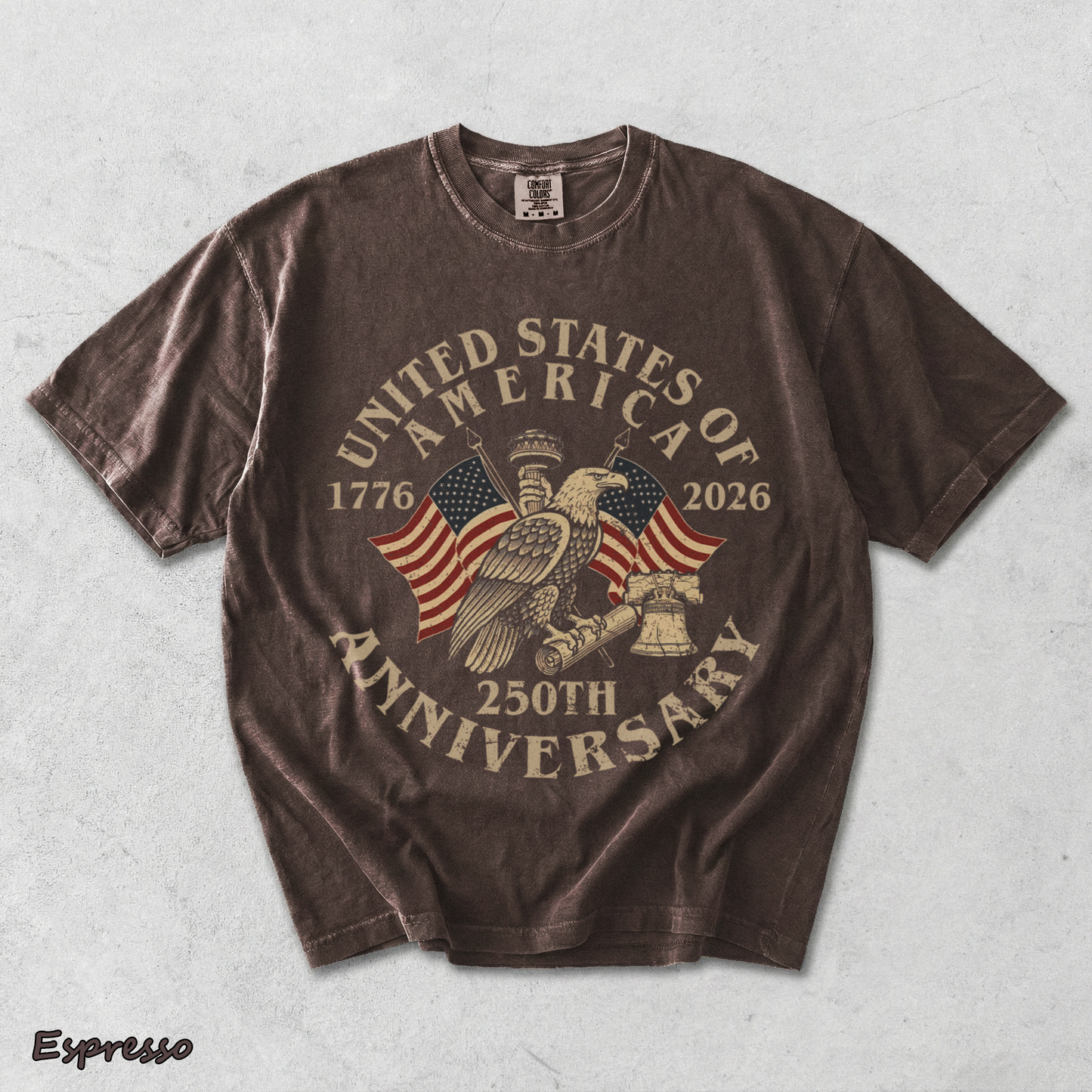 USA 250th Anniversary Comfort Colors Shirt - Espresso mockup