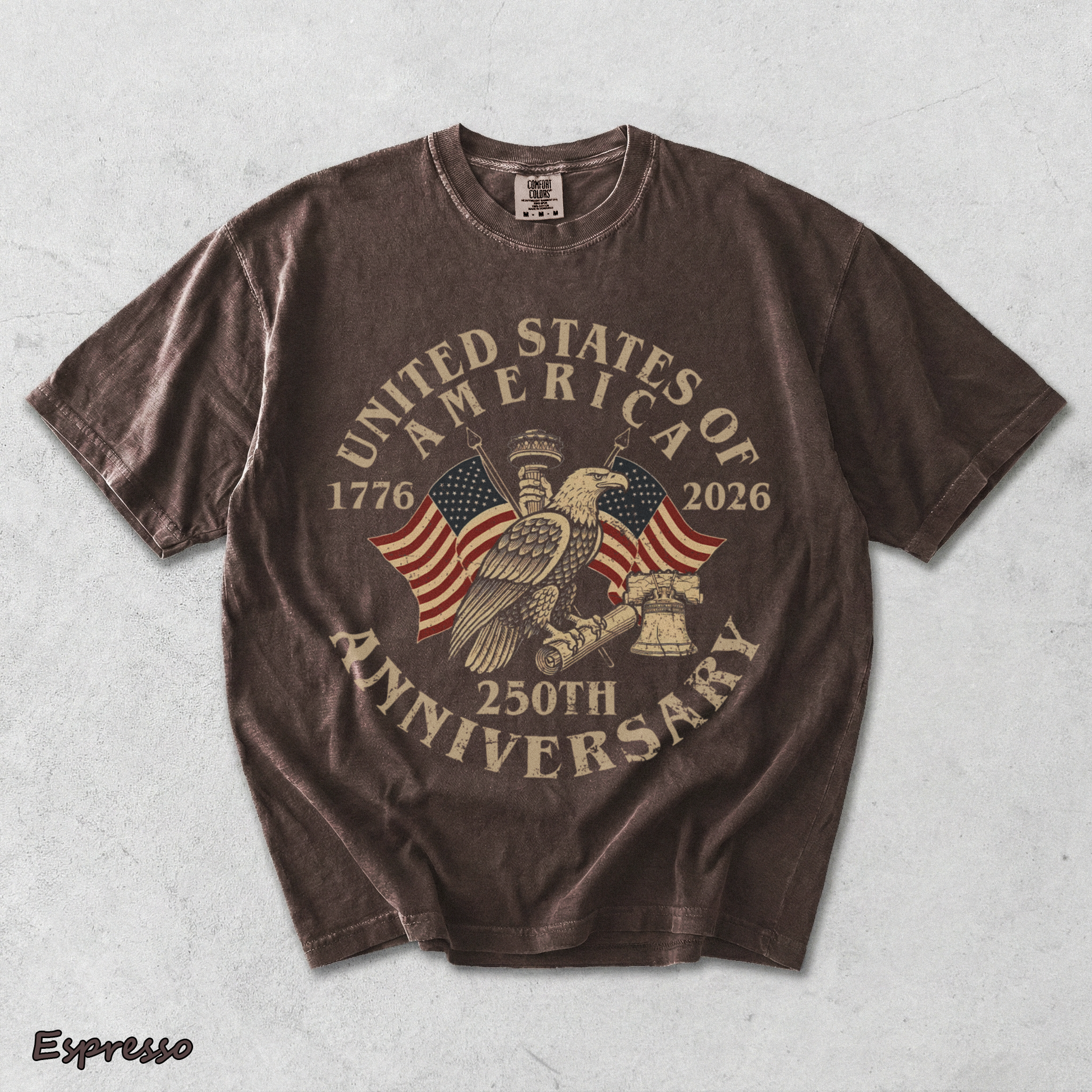 USA 250th Anniversary Comfort Colors Shirt - Espresso mockup