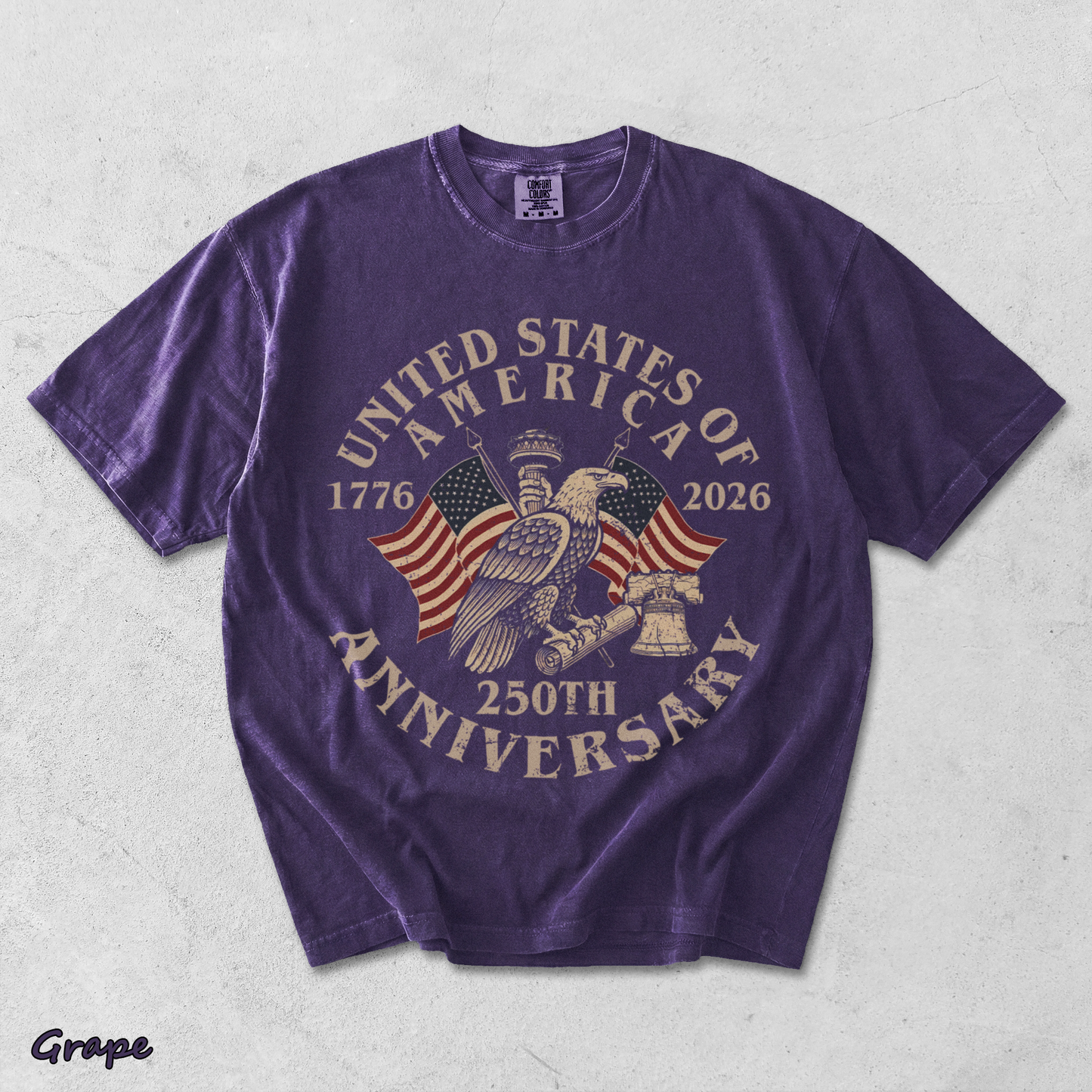 USA 250th Anniversary Comfort Colors Shirt - Grape mockup
