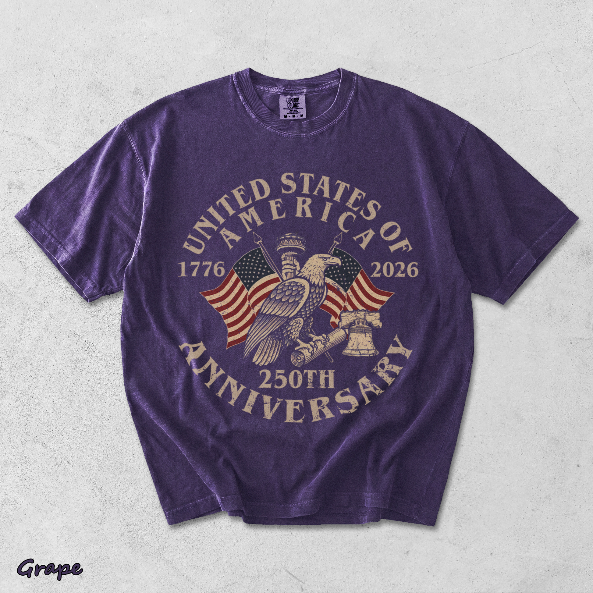 USA 250th Anniversary Comfort Colors Shirt - Grape mockup