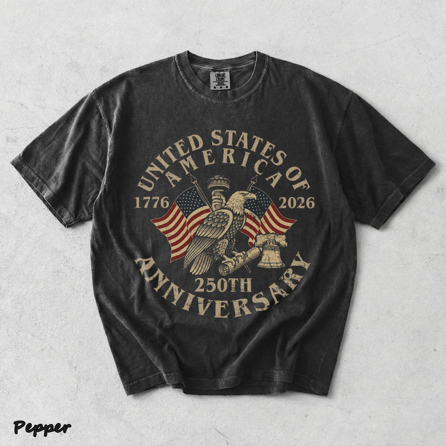 USA 250th Anniversary Comfort Colors Shirt - Pepper mockup