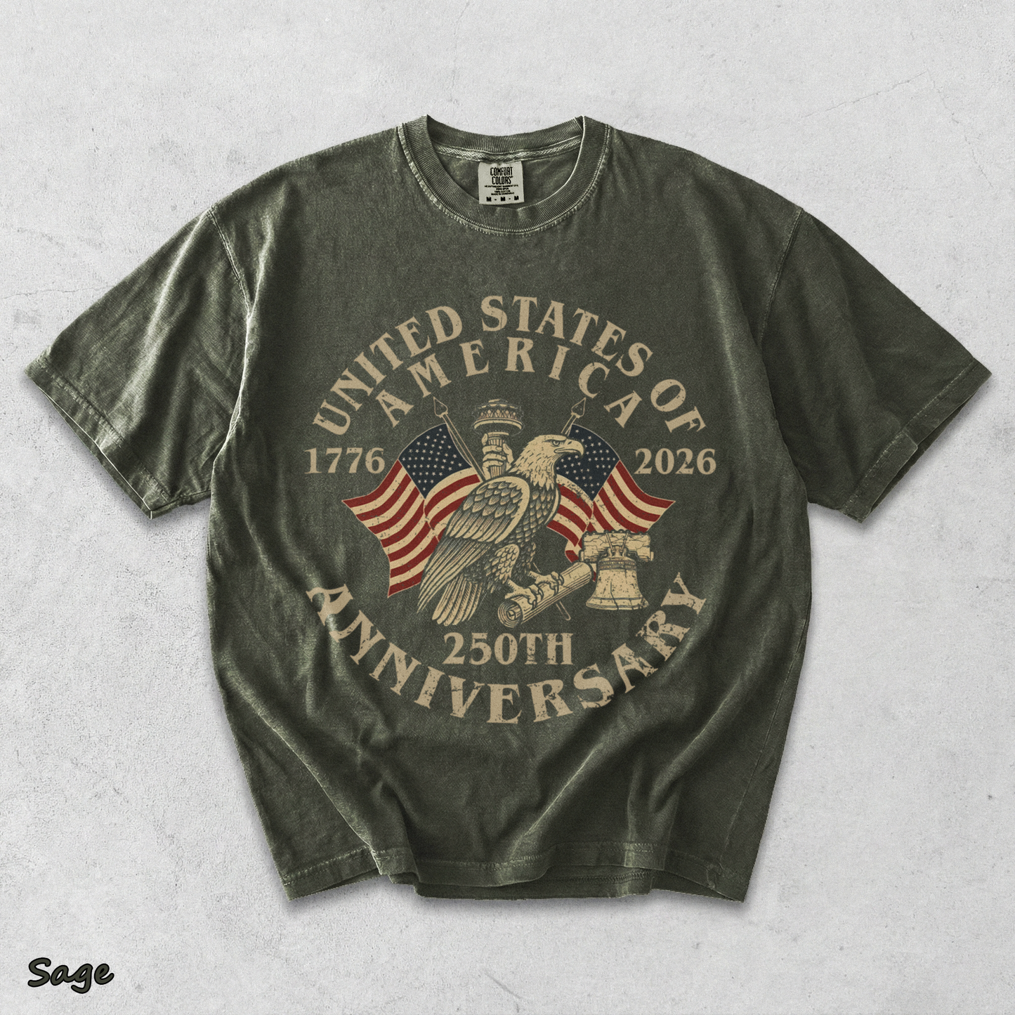 USA 250th Anniversary Comfort Colors Shirt - Sage mockup