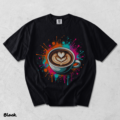 Vibrant Coffee Latte Art Splash Mens Barista Caffeine Lover - Black mockup
