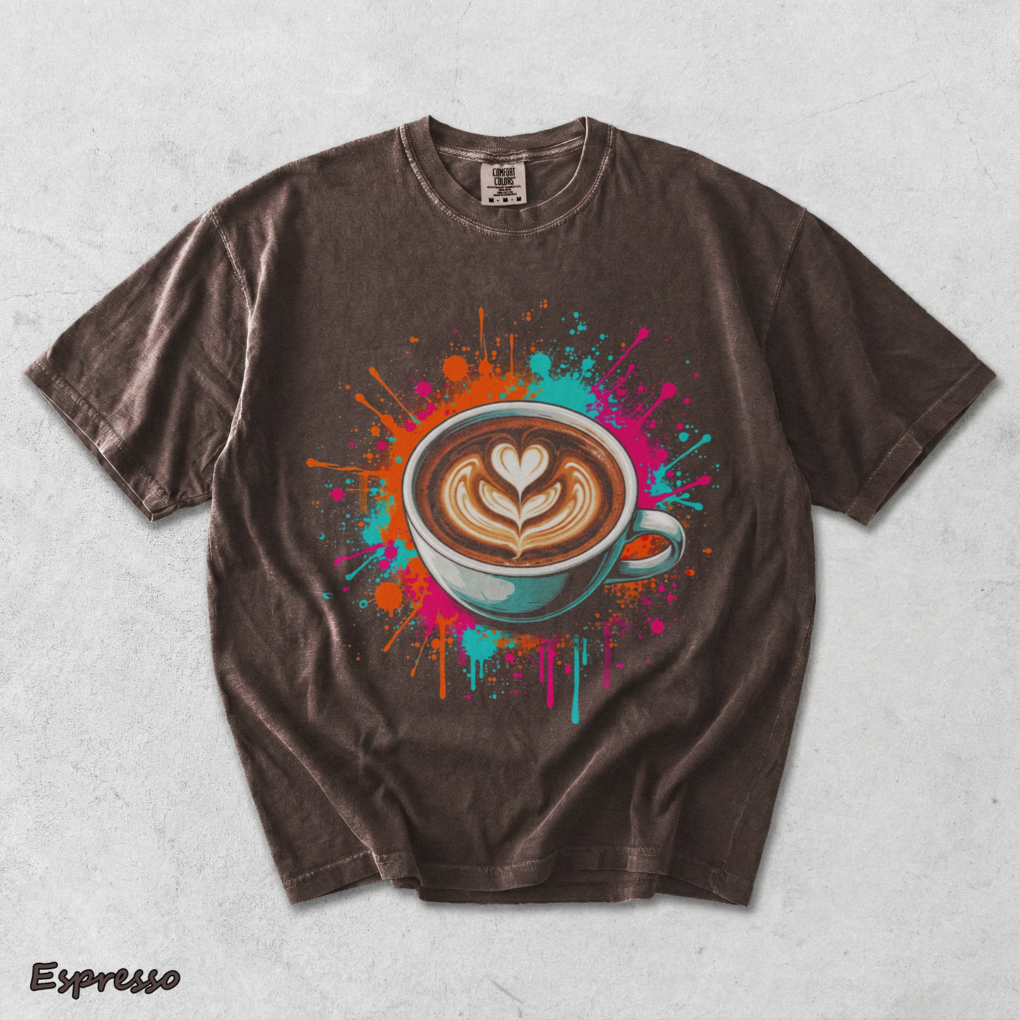 Vibrant Coffee Latte Art Splash Mens Barista Caffeine Lover - Espresso mockup