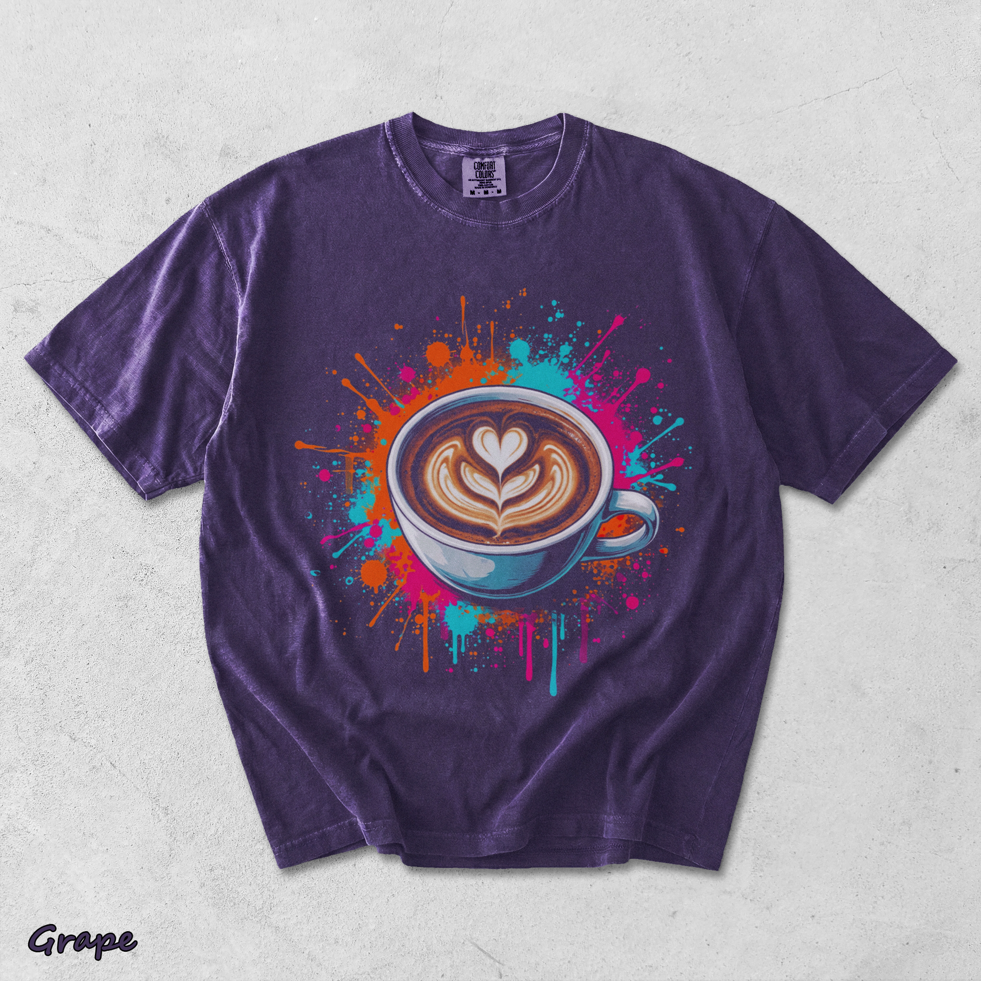 Vibrant Coffee Latte Art Splash Mens Barista Caffeine Lover - Grape mockup