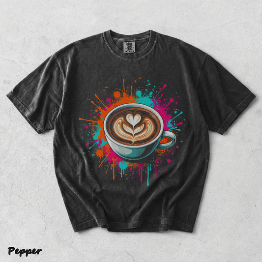 Vibrant Coffee Latte Art Splash Mens Barista Caffeine Lover - Pepper mockup