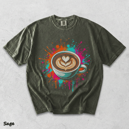 Vibrant Coffee Latte Art Splash Mens Barista Caffeine Lover - Sage mockup