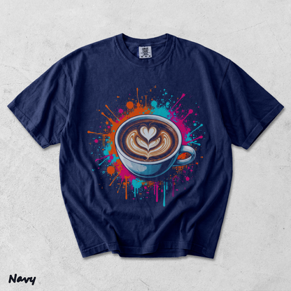 Vibrant Coffee Latte Art Splash Mens Barista Caffeine Lover - True Navy mockup