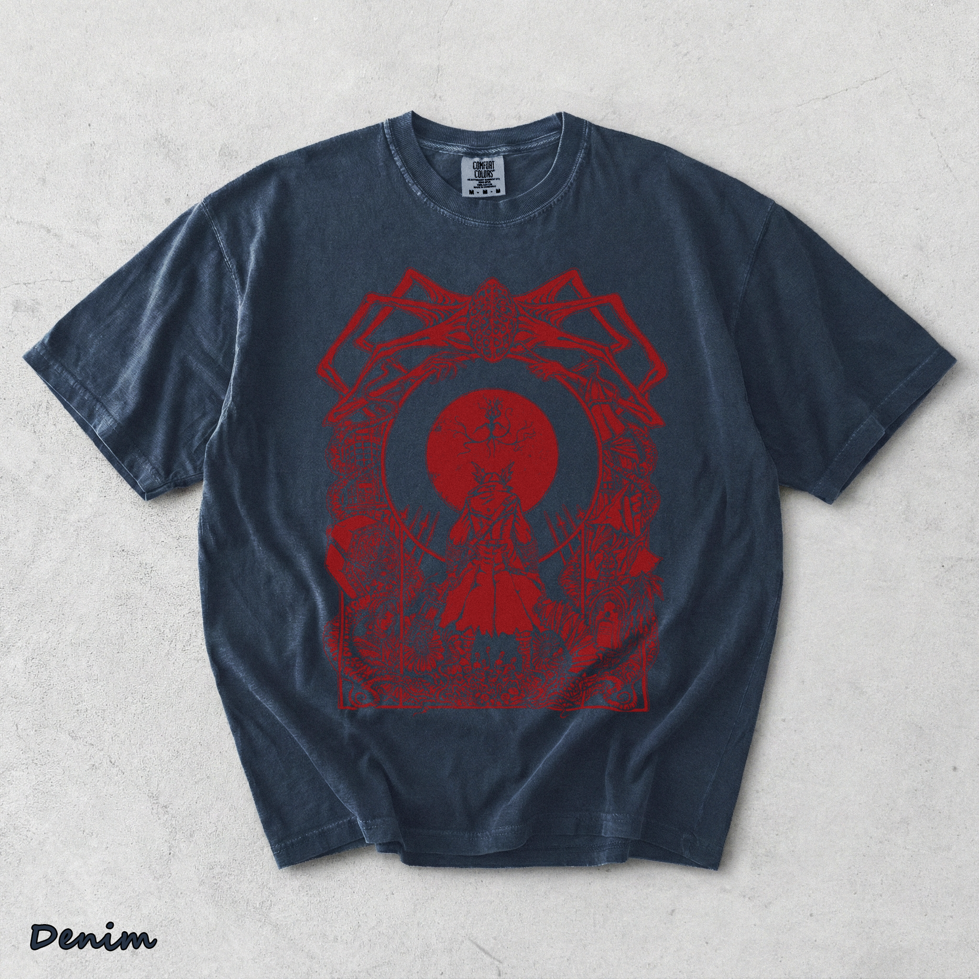 Vintage Bloodborne Blood Moon 2 - Denim mockup