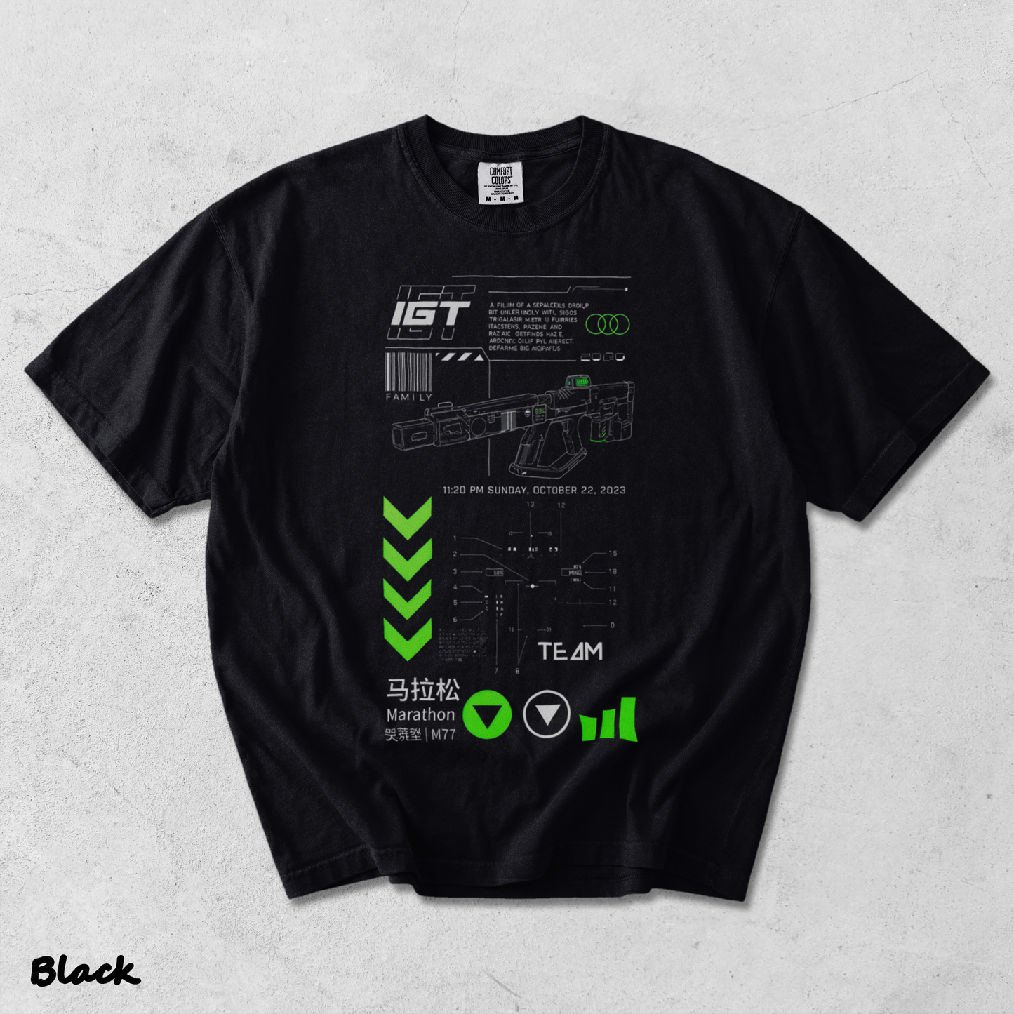 Vintage Marathon Gameplay Washed Lightweight Cotton - Black mockup