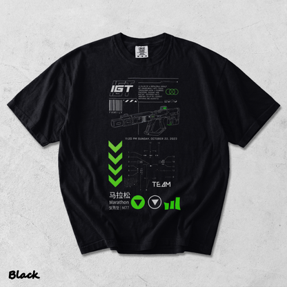 Vintage Marathon Gameplay Washed Lightweight Cotton - Black mockup