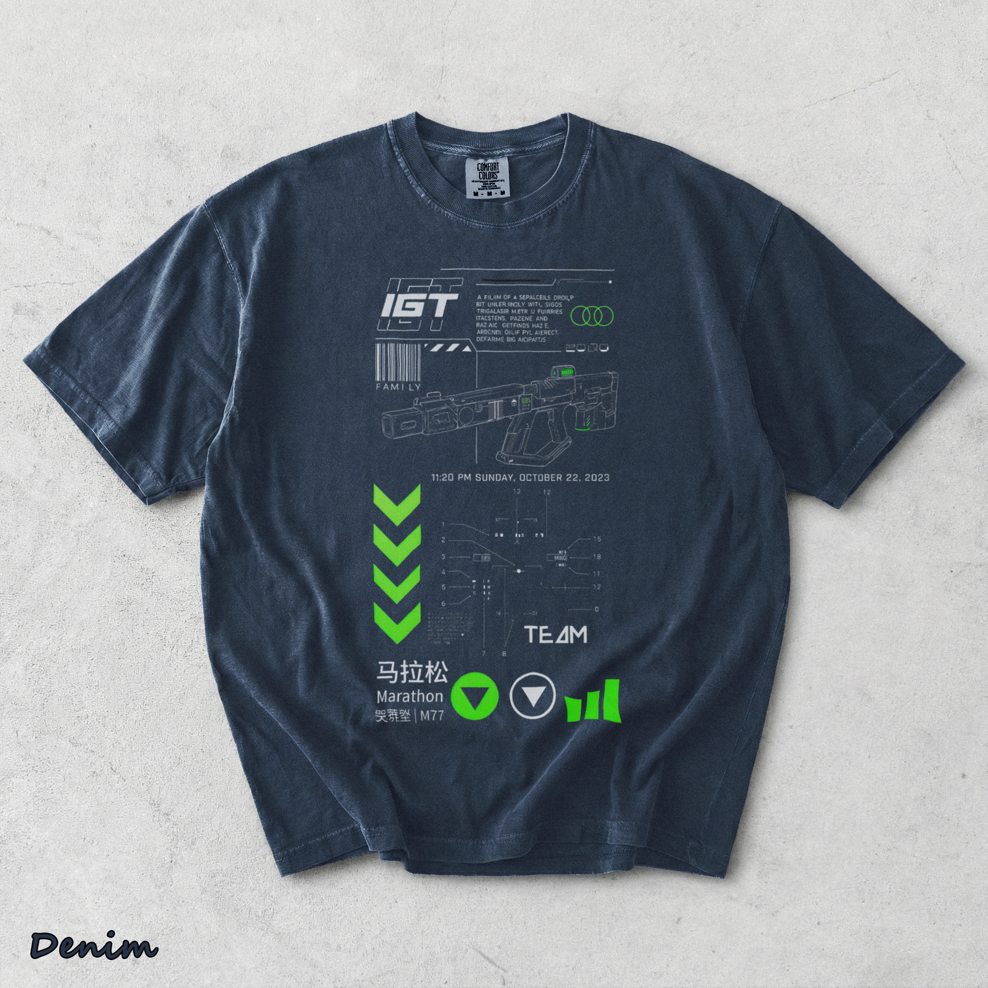 Vintage Marathon Gameplay Washed Lightweight Cotton - Denim mockup