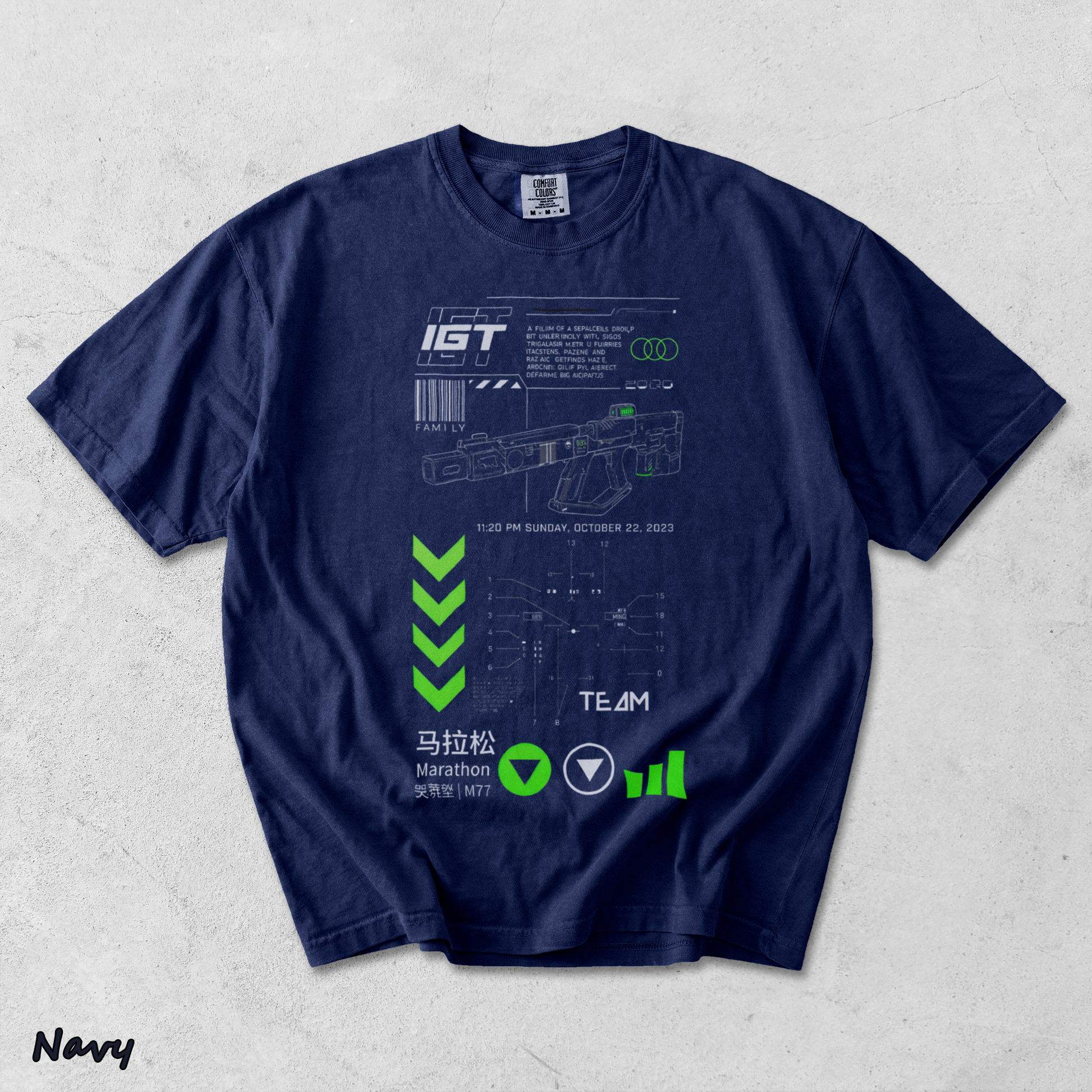 Vintage Marathon Gameplay Washed Lightweight Cotton - True Navy mockup