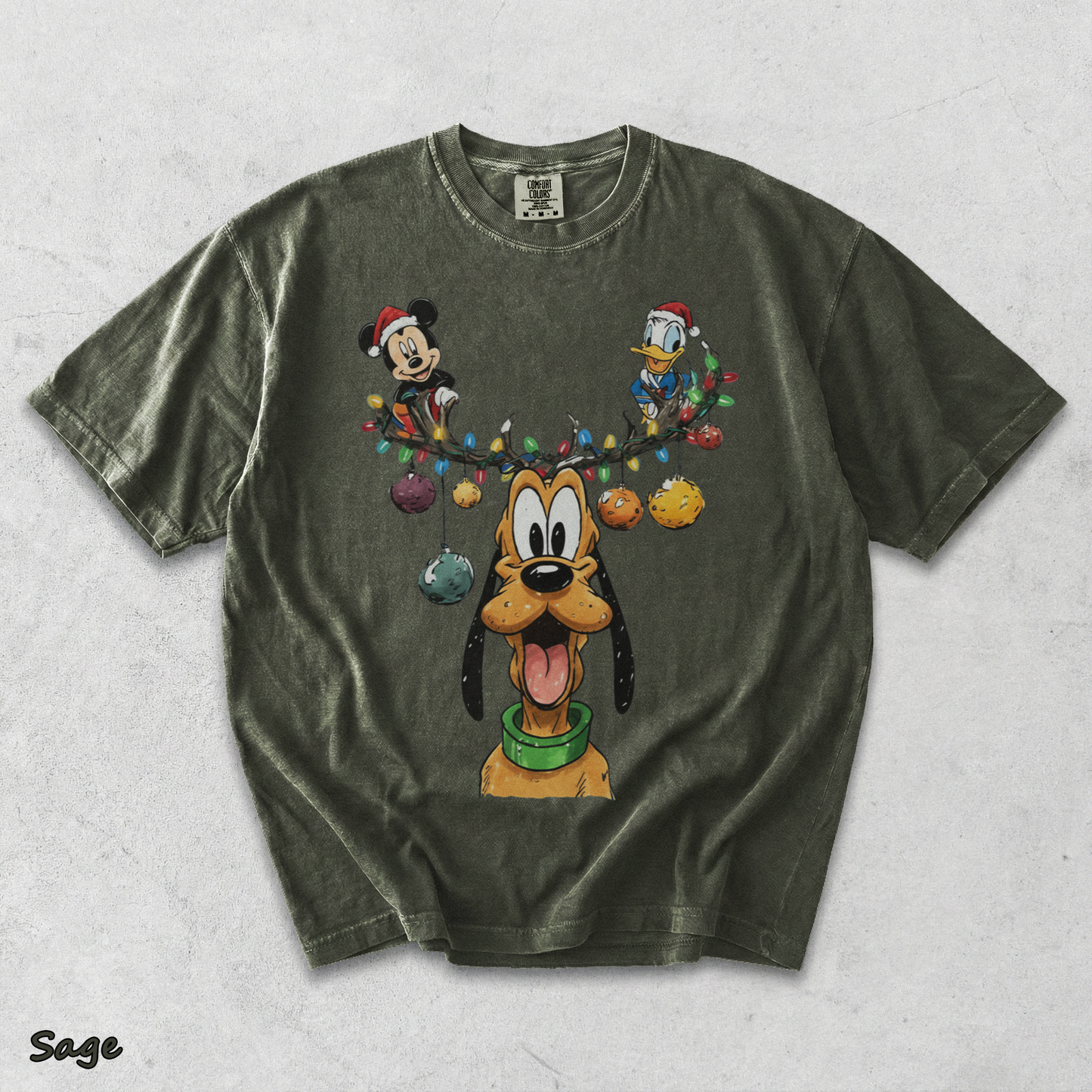 Vintage Pluto, Mickey Donal Sweatshirt - Sage mockup