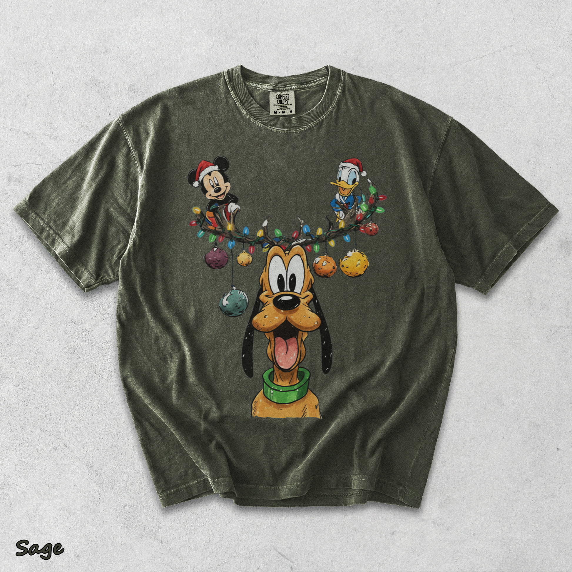 Vintage Pluto, Mickey Donal Sweatshirt - Sage mockup