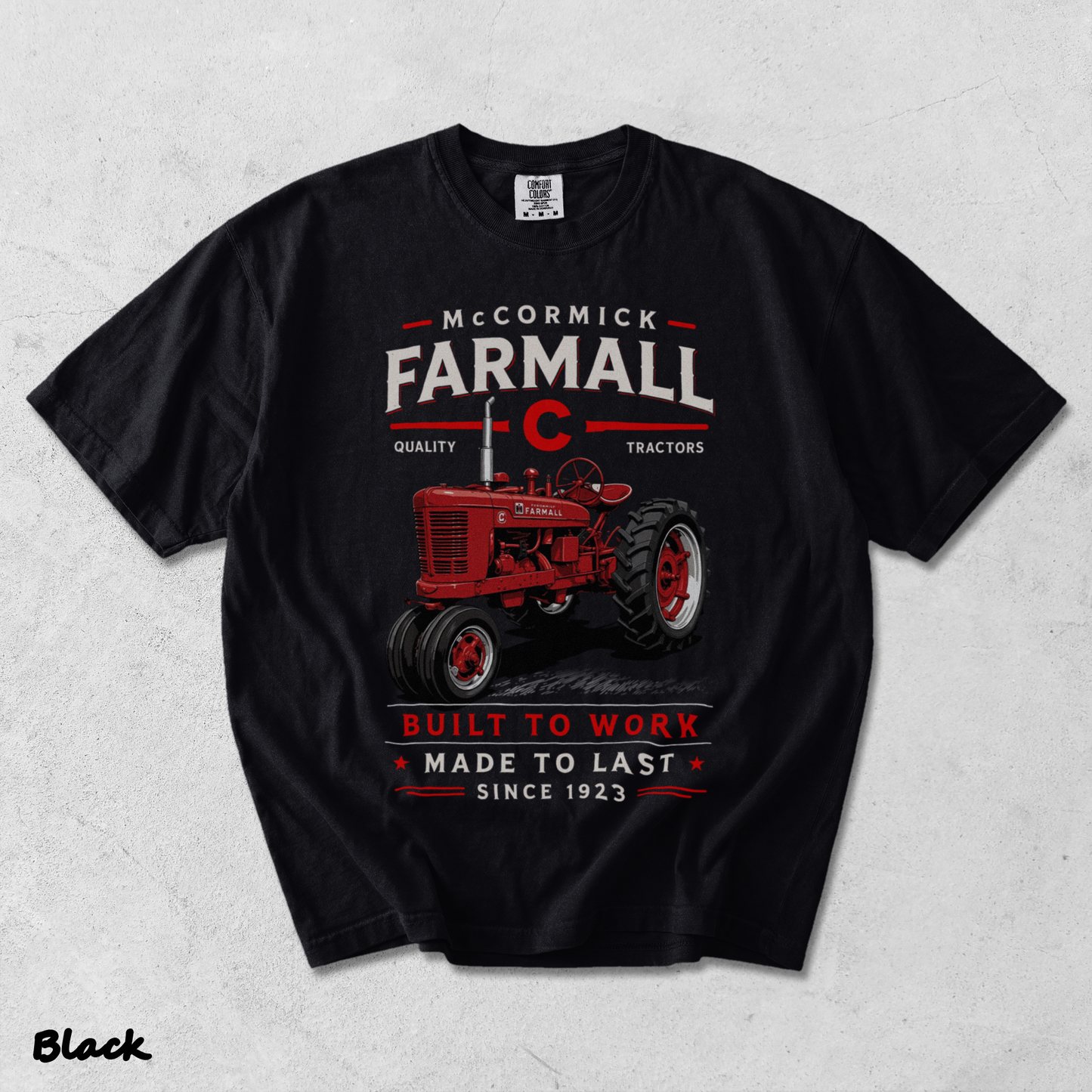 Vintage Red Tractor - Black mockup