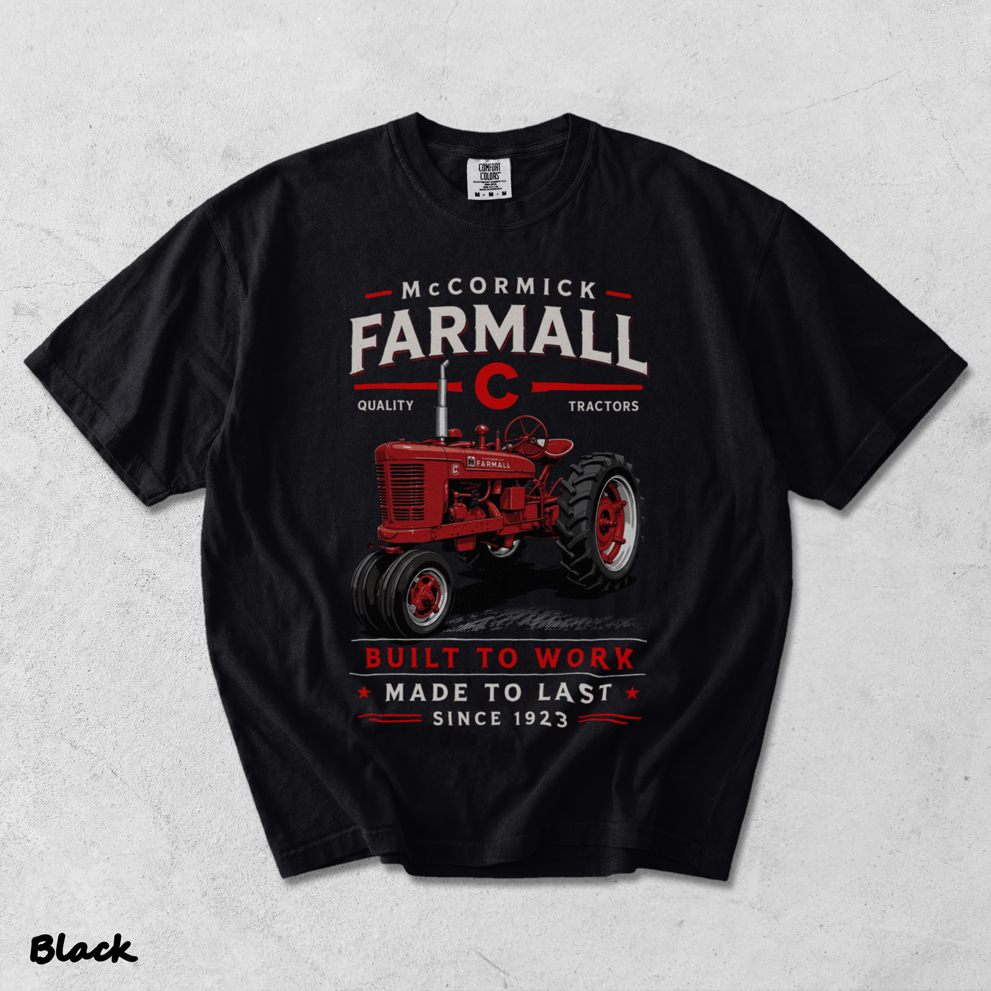 Vintage Red Tractor - Black mockup