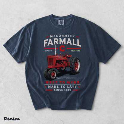 Vintage Red Tractor - Denim mockup