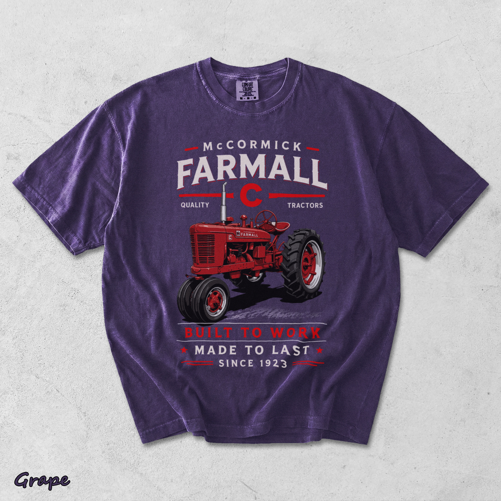Vintage Red Tractor - Grape mockup