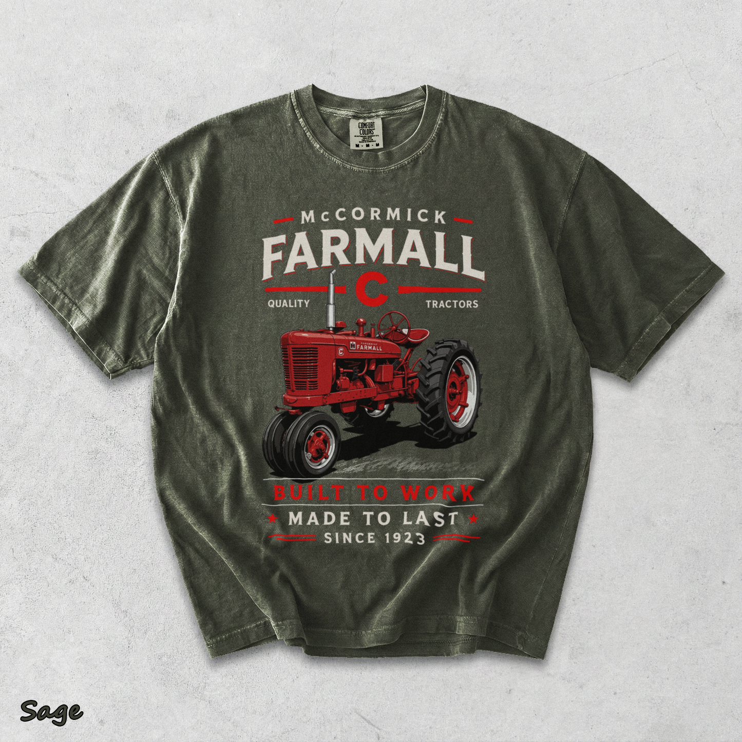 Vintage Red Tractor - Sage mockup