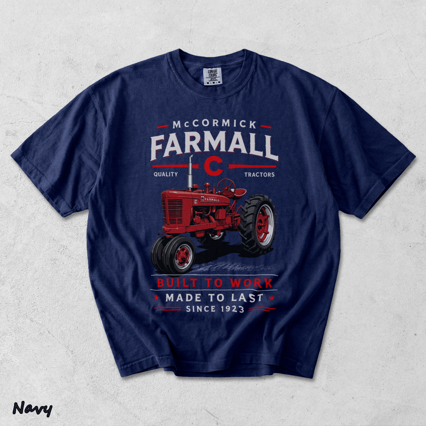 Vintage Red Tractor - True Navy mockup