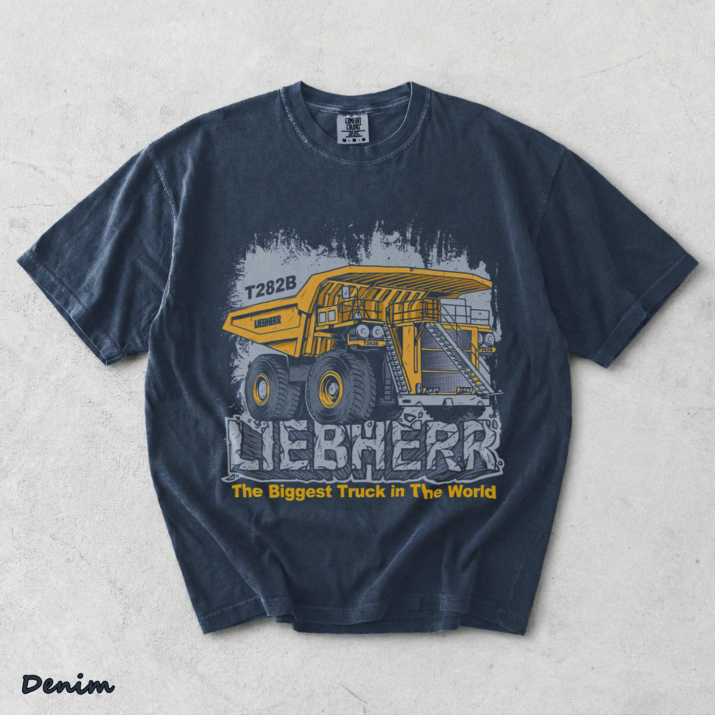 Vintage The Biggest Truck In The World Liebherr - Denim mockup