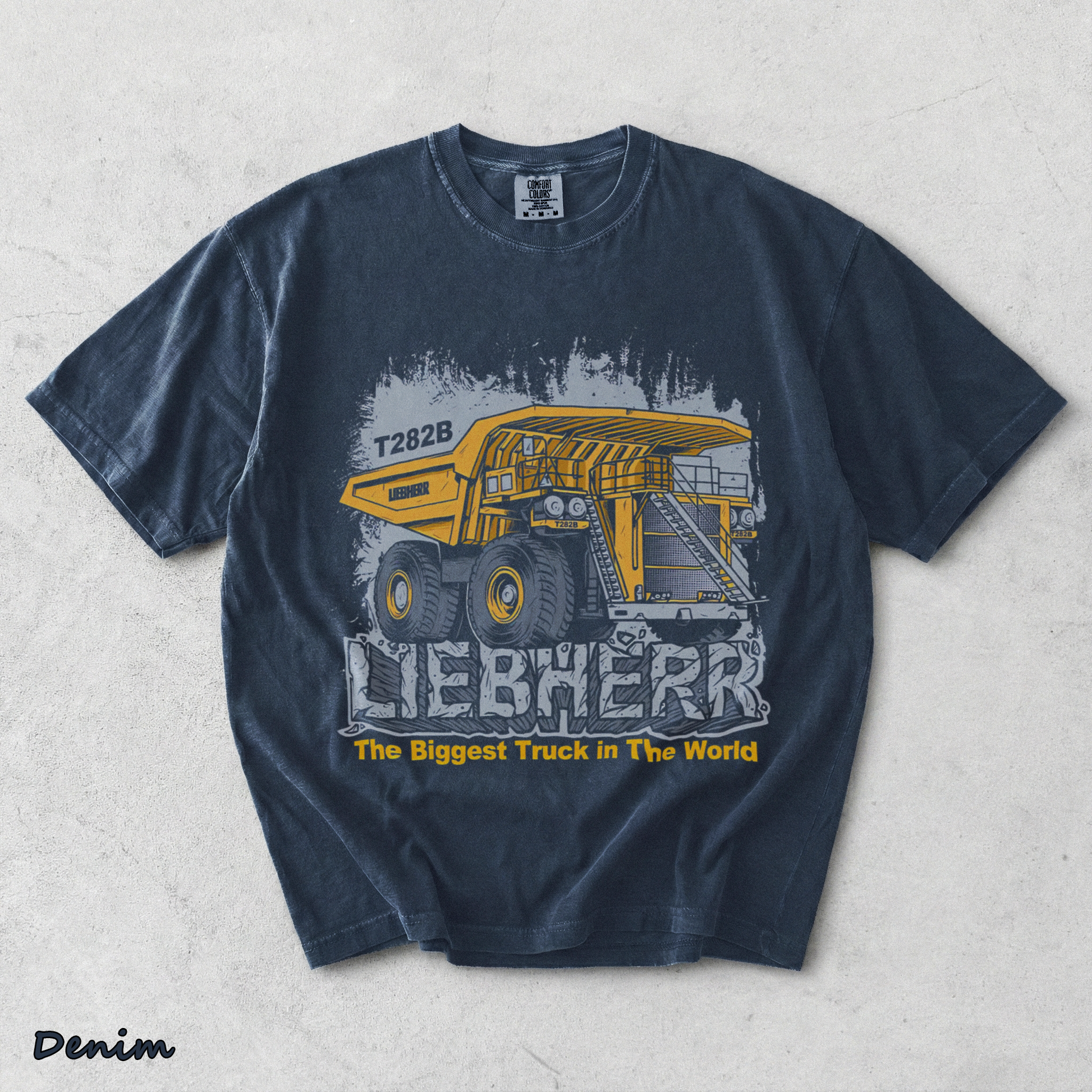 Vintage The Biggest Truck In The World Liebherr - Denim mockup