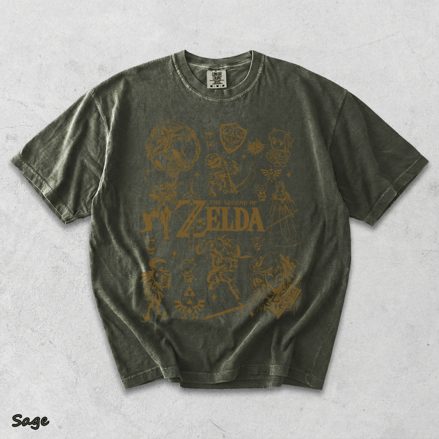 Vintage Zelda Icon Collage - Sage mockup
