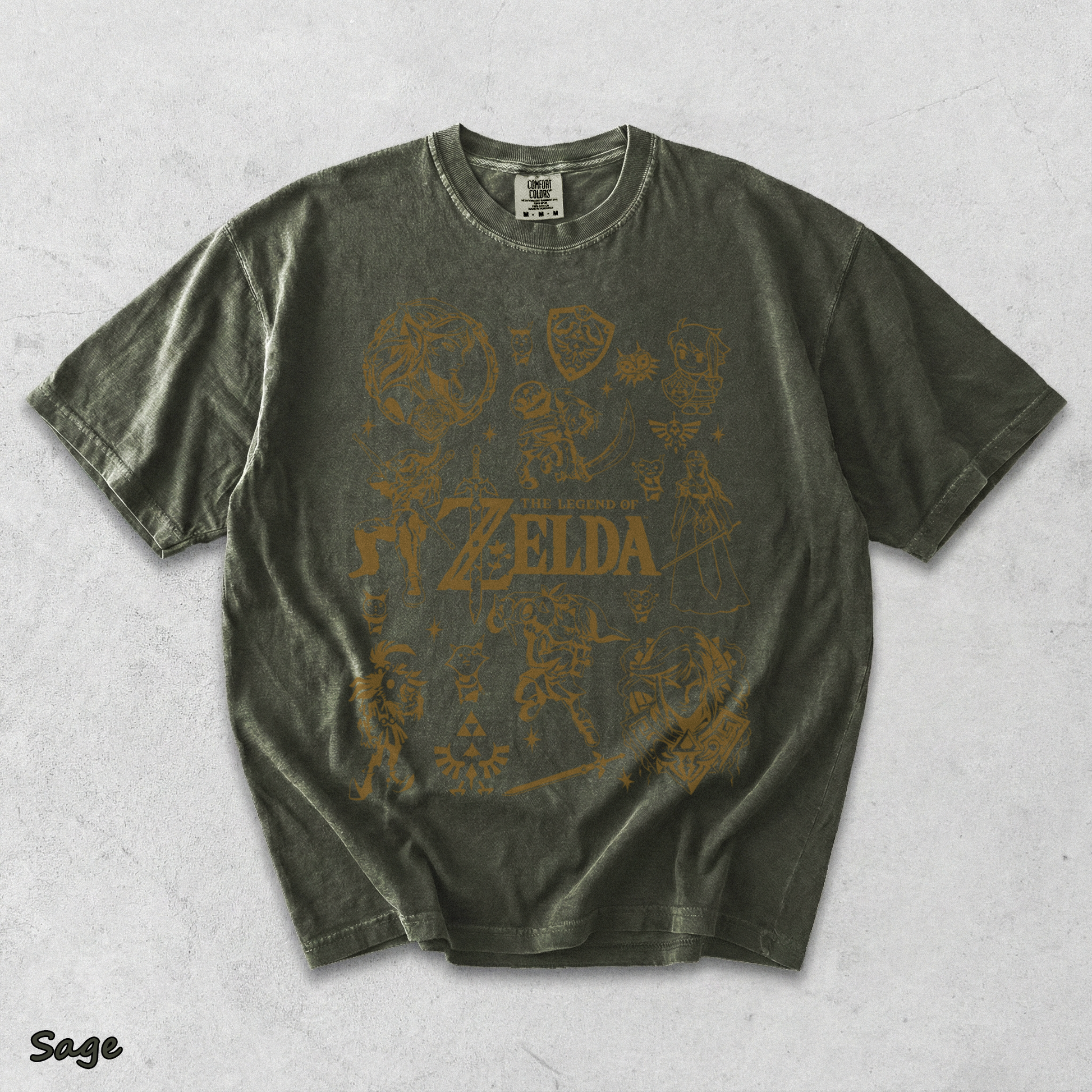 Vintage Zelda Icon Collage - Sage mockup