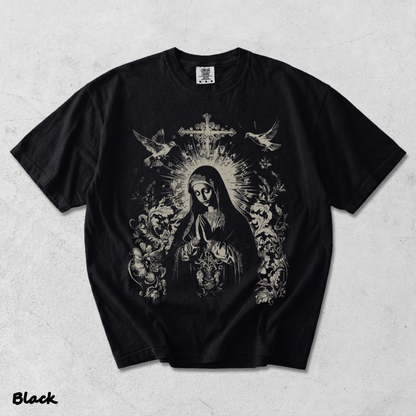 Virgin Mary Gothic Hoodie - Black mockup