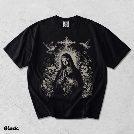Virgin Mary Gothic Hoodie - Black mockup