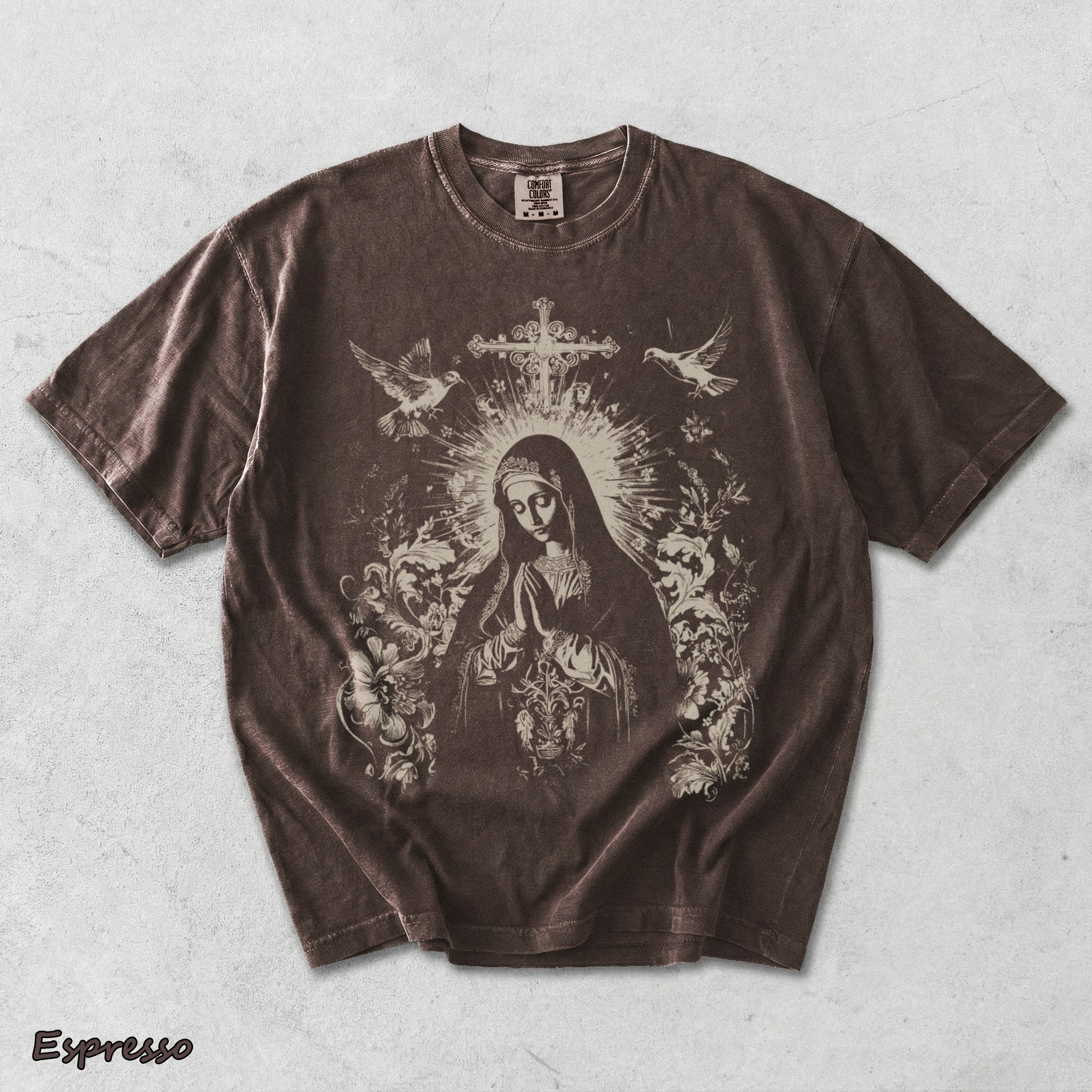 Virgin Mary Gothic Hoodie - Espresso mockup
