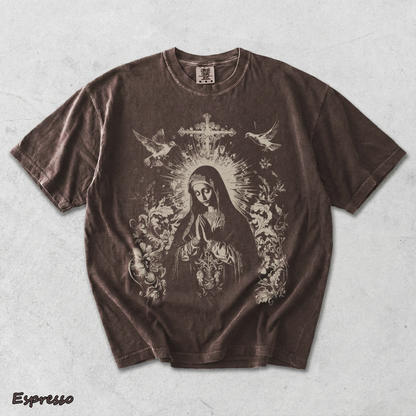 Virgin Mary Gothic Hoodie - Espresso mockup