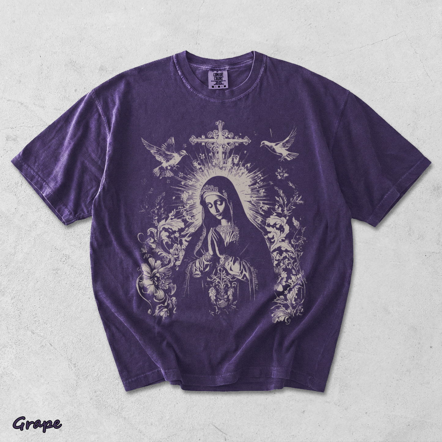 Virgin Mary Gothic Hoodie - Grape mockup