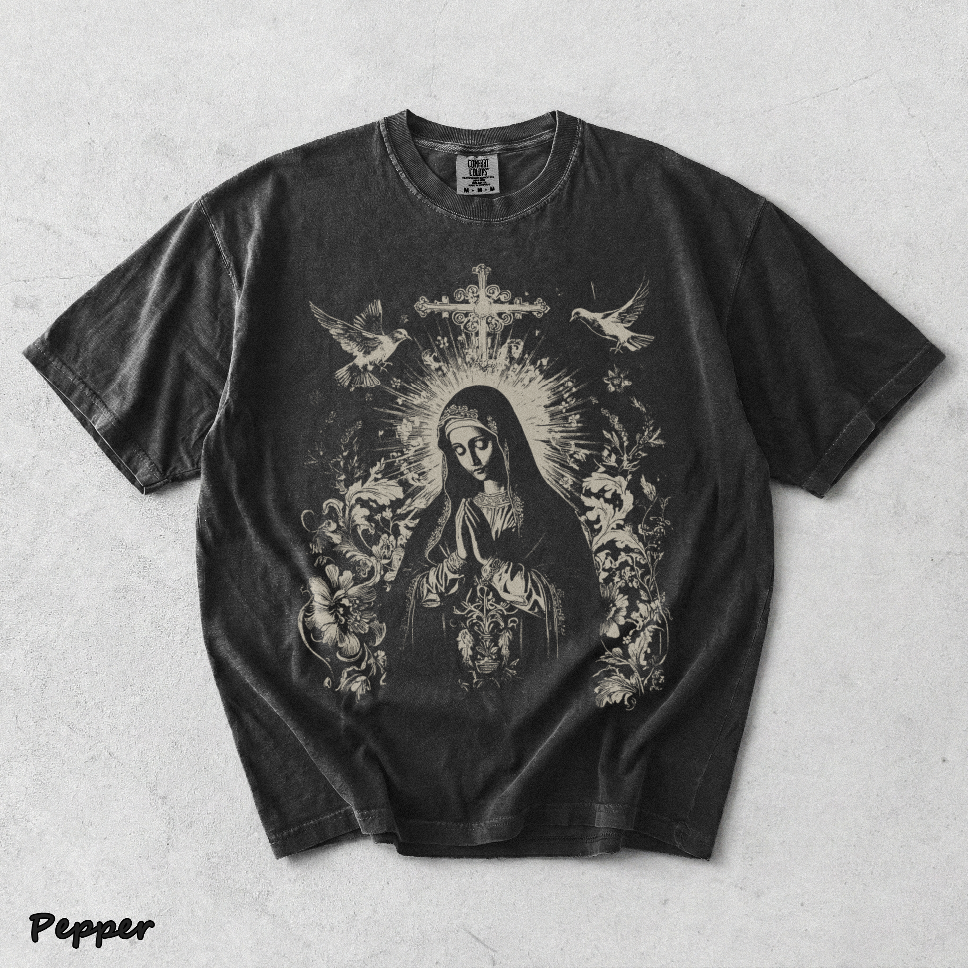Virgin Mary Gothic Hoodie - Pepper mockup