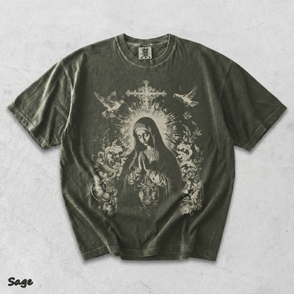 Virgin Mary Gothic Hoodie - Sage mockup