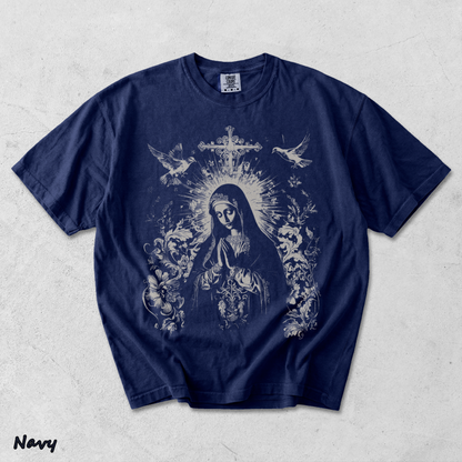 Virgin Mary Gothic Hoodie - True Navy mockup
