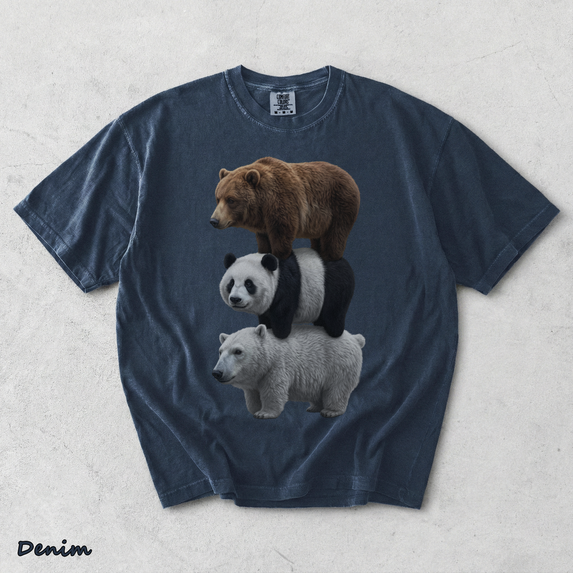 We Bears Realistic TShirt, Stacked Bares Shirt - Denim mockup