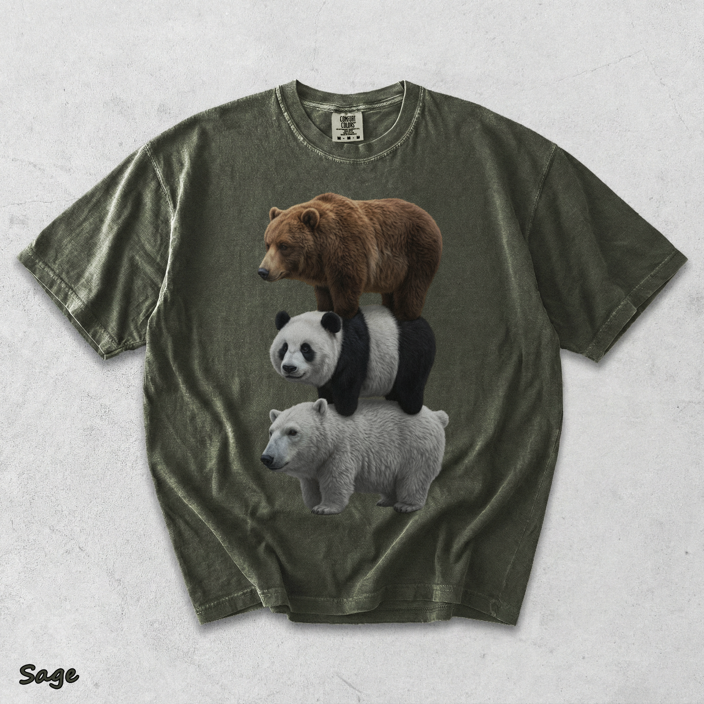 We Bears Realistic TShirt, Stacked Bares Shirt - Sage mockup