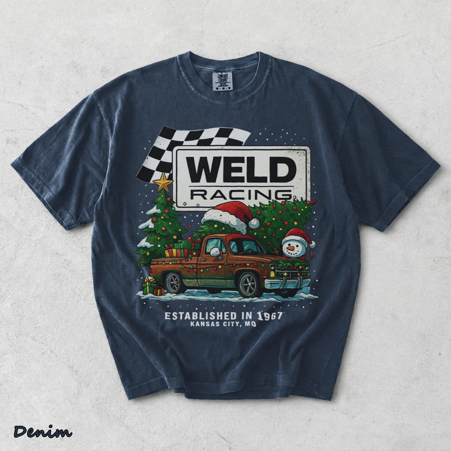 Weld Racing Christmas - Denim mockup