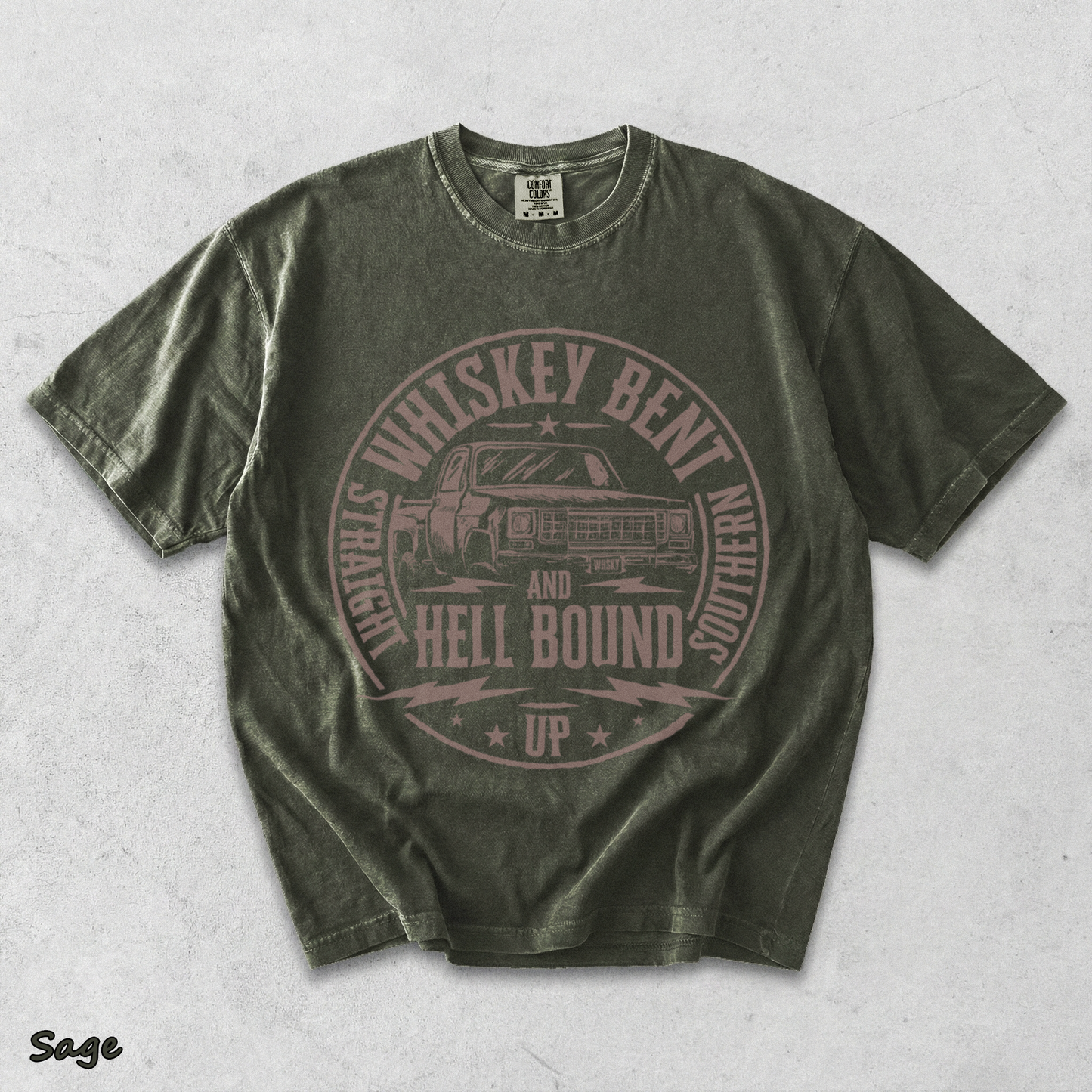 Whiskey Bent And Hell Bound - Sage mockup