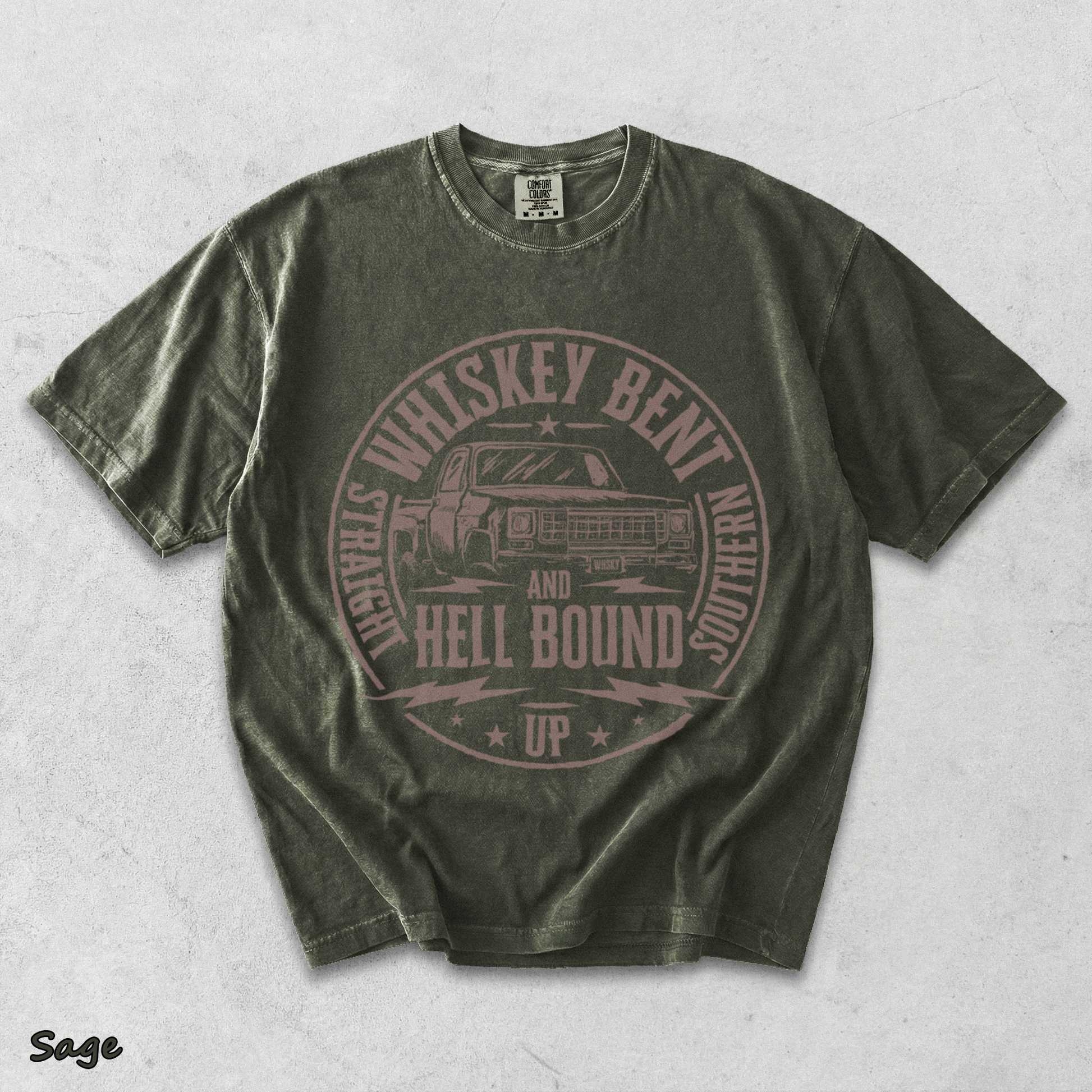 Whiskey Bent And Hell Bound - Sage mockup