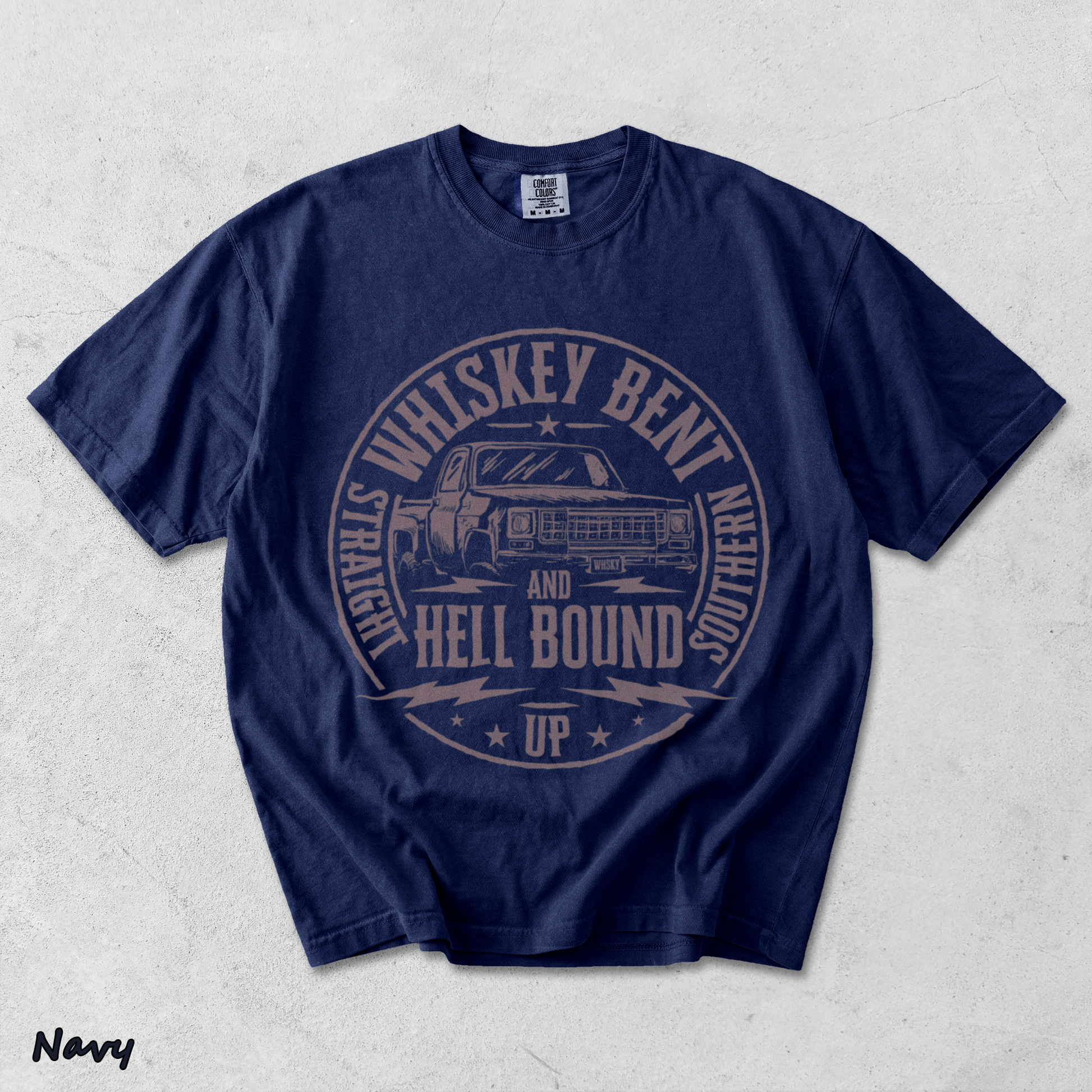 Whiskey Bent And Hell Bound - True Navy mockup