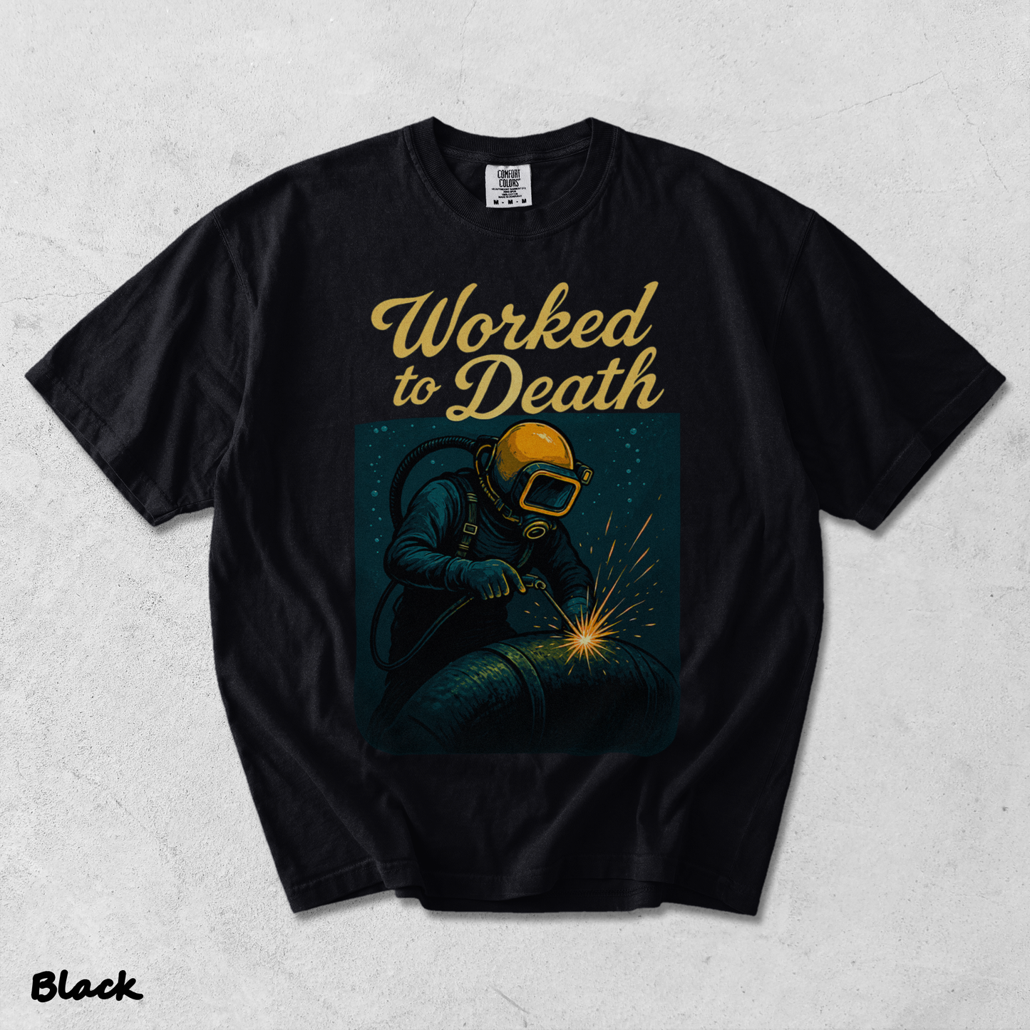 Worked to Death Workman - Black mockup