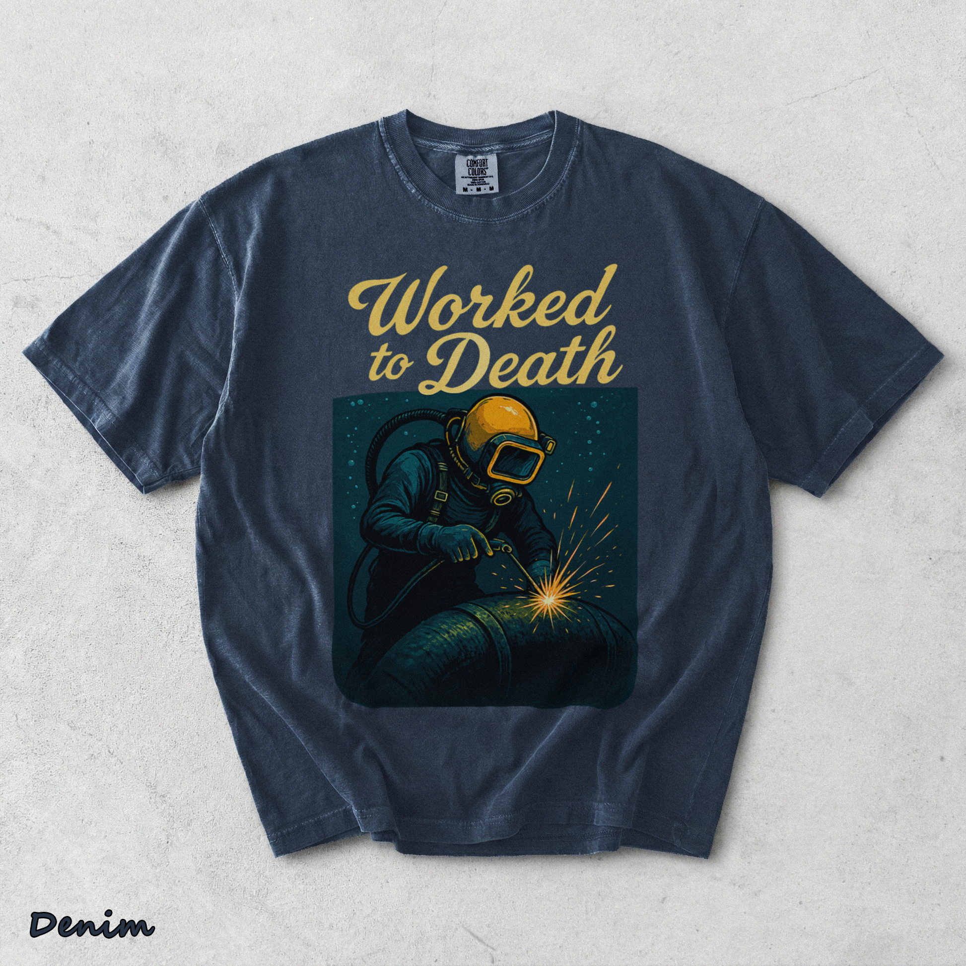 Worked to Death Workman - Denim mockup