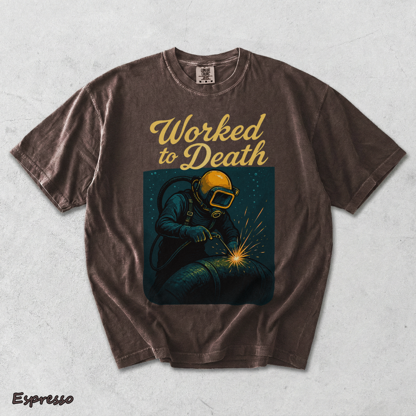 Worked to Death Workman - Espresso mockup