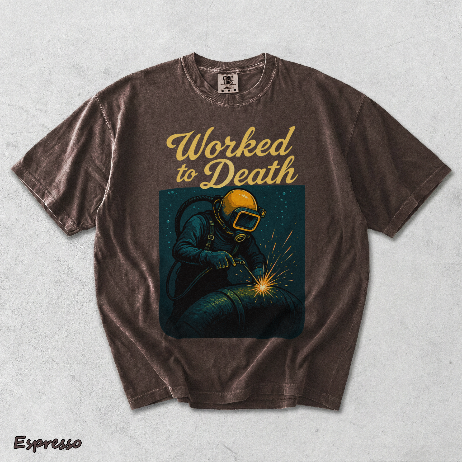 Worked to Death Workman - Espresso mockup