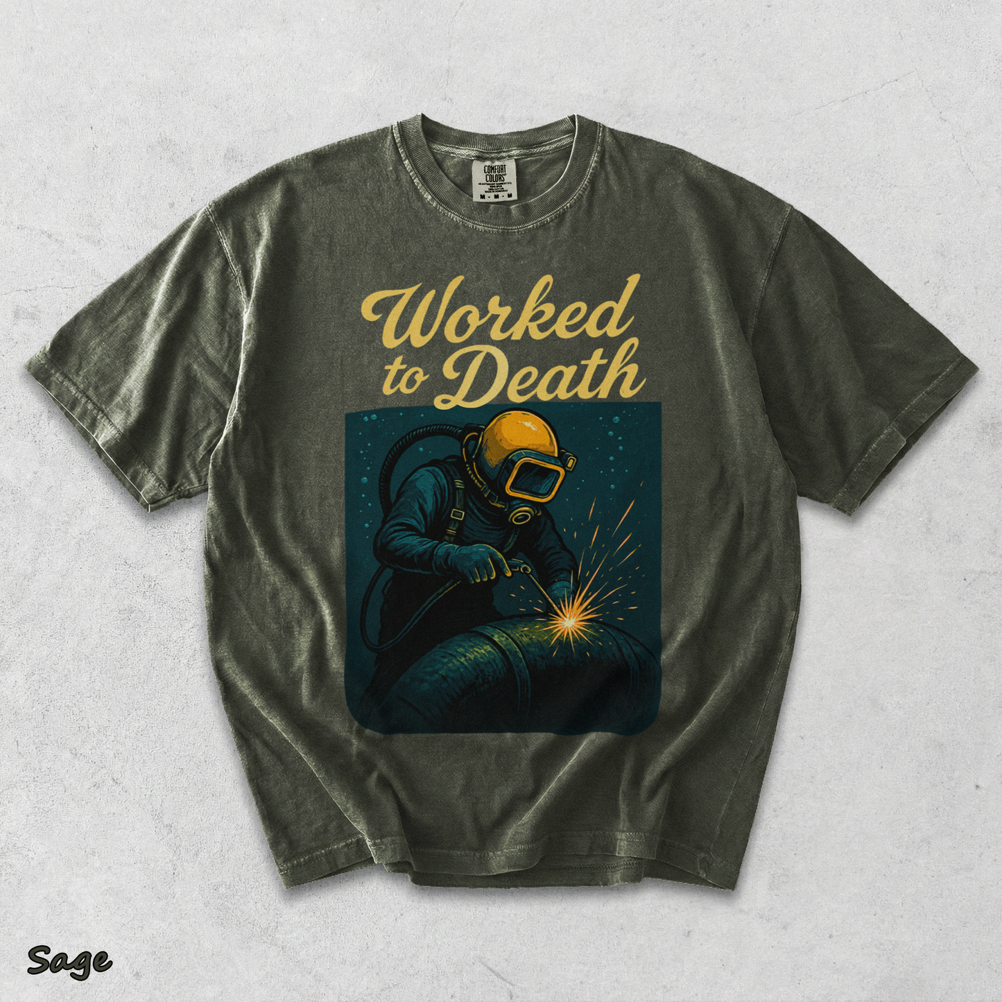 Worked to Death Workman - Sage mockup
