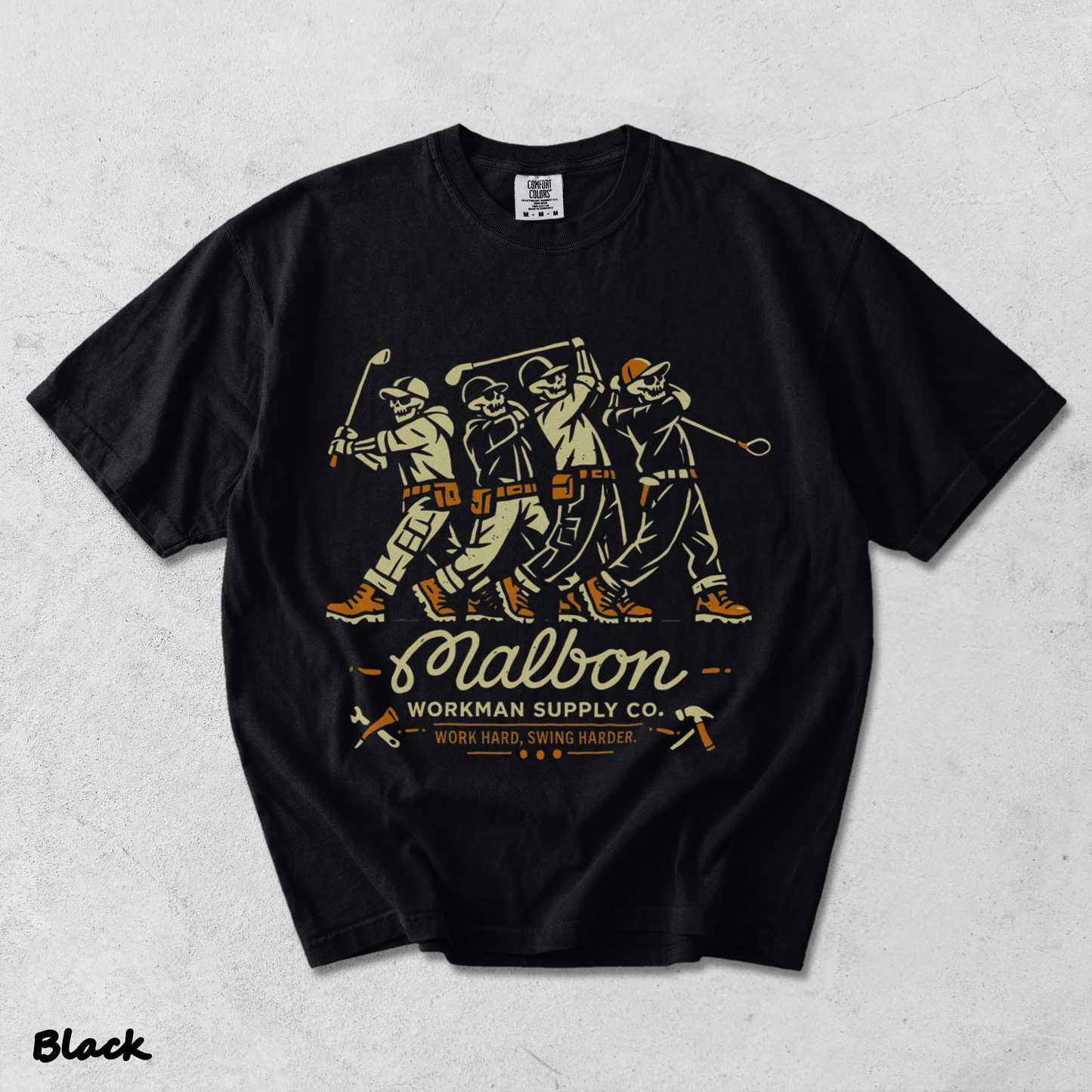 Workman Supply Co Skeleton Malbon Golfers - Black mockup