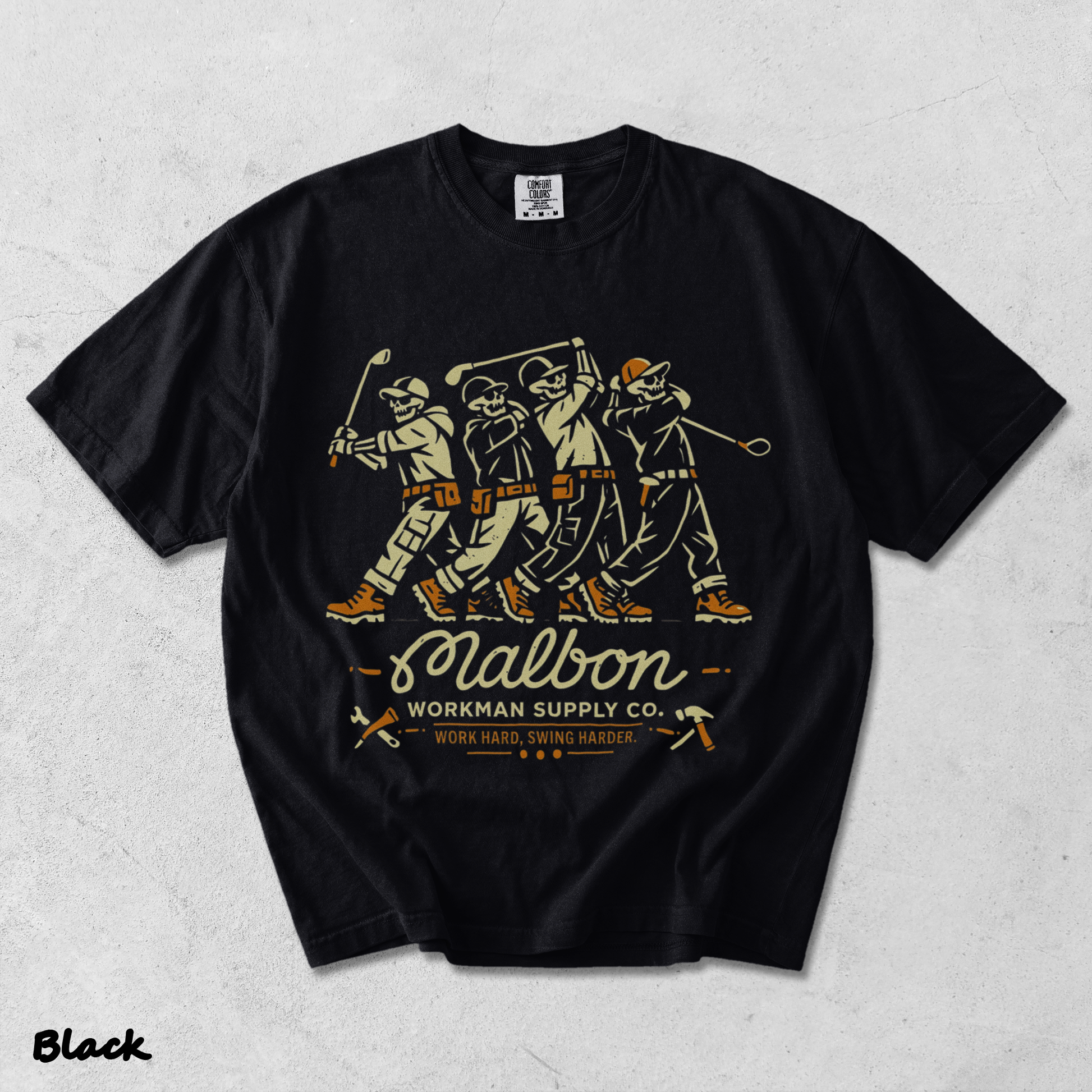 Workman Supply Co Skeleton Malbon Golfers - Black mockup